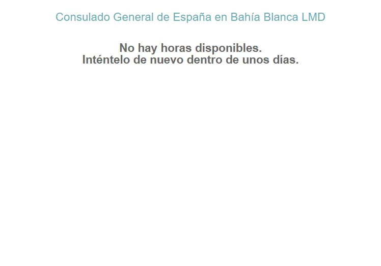 Captura de pantalla real del sistema mostrando cupos agotados